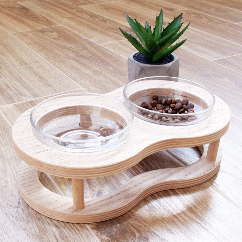 Wooden Dog Food Bowl Stand 3 Bowl Elevated At Home Slow Feeder