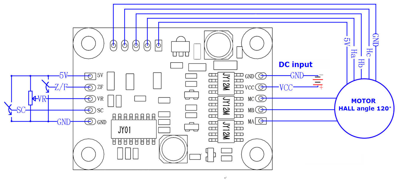 12-24V 3A Original JUYI Tech JYQD-V7.0 Bldc Motor Driver Board For Hall Sensor Brushless DC Motor