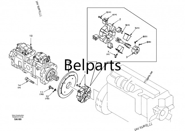 EC210 EC240 K3V112DT -9N24-14T Excavator SA 1142-00012 Kawasaki Hydraulic Pump