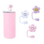 Different Flower Silicone Straw Straw Hat Cap Toppers Covers For Tumbler Cup