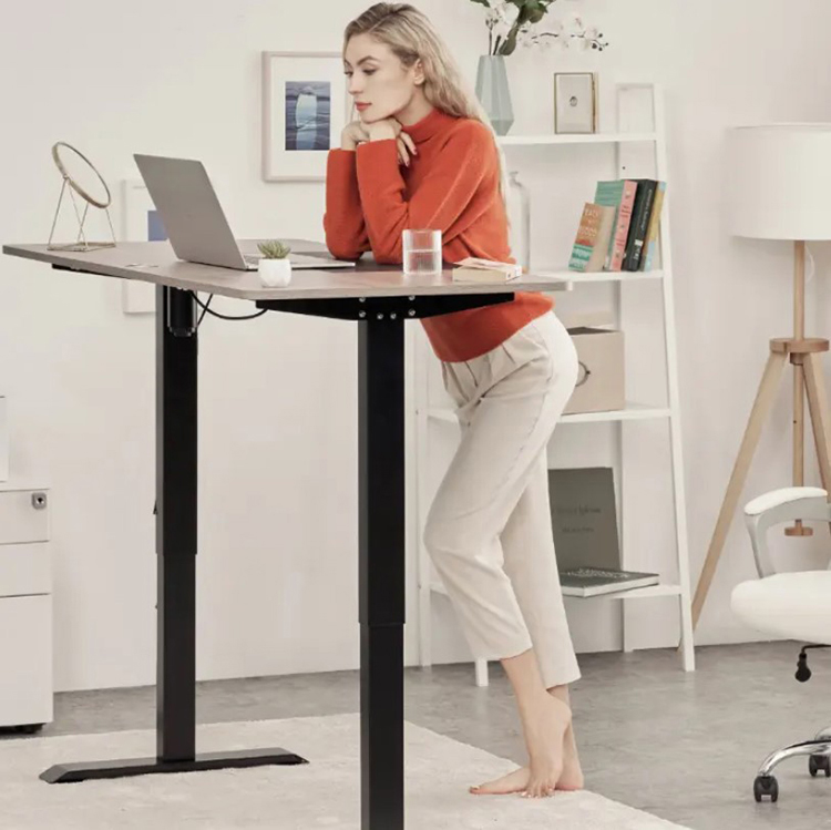 Ergonomic Office Standing Desk Black Metal Electric Table Height Adjustable