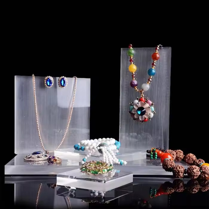 Brushed Matt Acrylic Jewelry Display Set Necklace Earring Ring Pendant Bracelet Holder