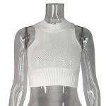 Round Neck Hollow Halter Sleeveless Knit Crop Top
