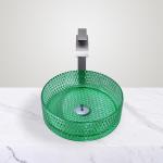 Transparent Green Wall Mounted Glass Bowl Basin Bathroom Wash Basins