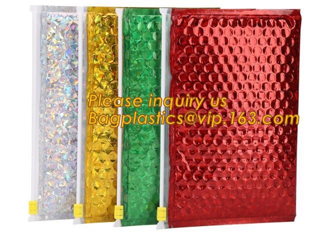 Holographic Zipper Slider Zip Lock Bubble Bag,Cosmetic Zipper Bag/Rose Gold Slider Bubble Bag with Logo,Slider Bubble Zi