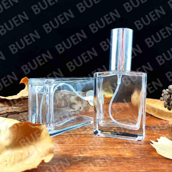 Empty Perfume Glass Bottles Clear 100ml 58mm Long Square Custom LOGO