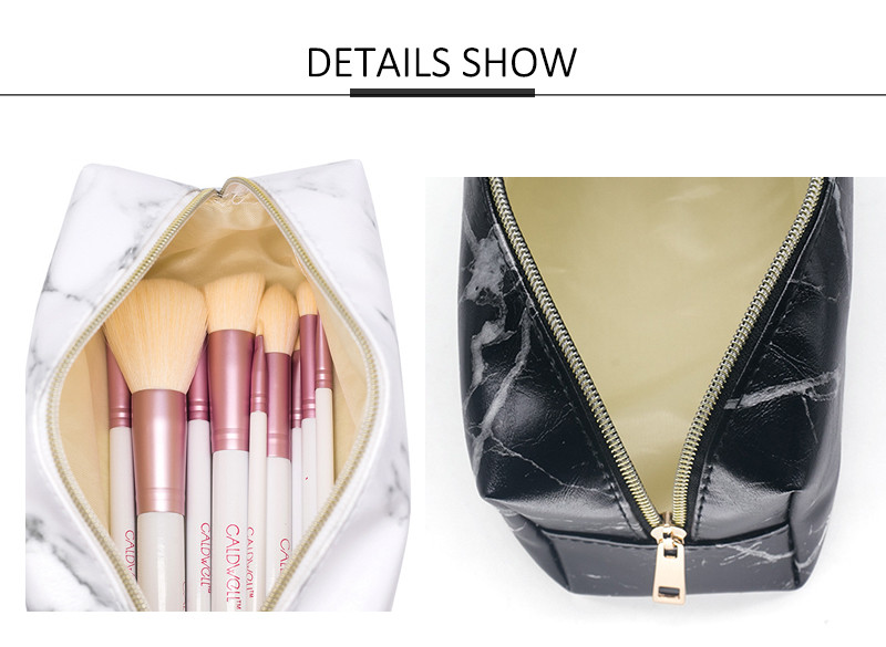 Large Capacity Women PU Marble Vanity Cosmetic Wash Bag Beauty