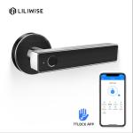 Smart Biometric Thumbprint Room Door Locks / Electronic Front Black Door Handle