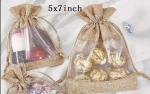 Burlap Sheer Bag Organza Bag Burlap Bags Gift Bags with Drawstring, for Wedding