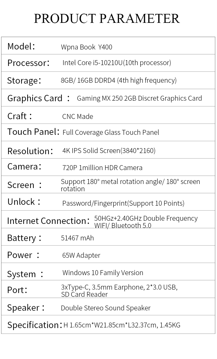 14" Intel Ultra Thin Laptop Gaming Computer I5 With 51476 MAh Battery