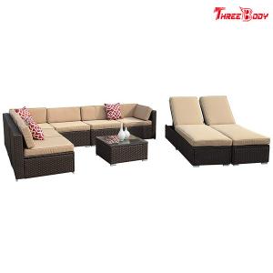 Wholesale Brown Wicker Outdoor Patio Sectional Sofa Set , Modern Patio Furniture Beige Seat Lounge Chair from china suppliers