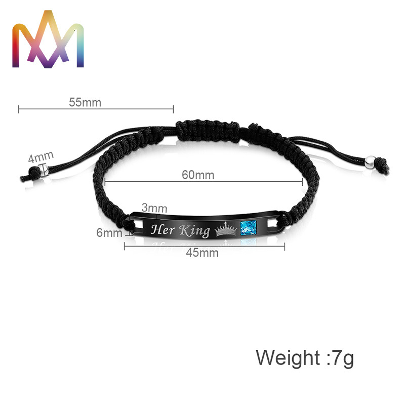 Anti Fatigue Adjustable Letter Name Bracelet 6x45MM For Couple