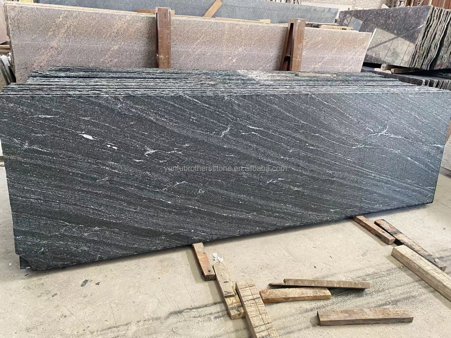 Via Lattea Black Granite Honed Cut-to-Size Tile for Classic and Elegant Floor Pattern