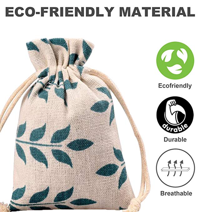 Breathable Muslin Drawstring Pouches , Burlap Reusable Bags Wedding Party Applied