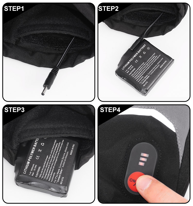 Winter Warming Skiing Rechargeable Heated Gloves Mittens Black Adult Waterproof Anti Slip