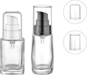 China Transparent Cosmetic Pump Bottle With Glass Base Material Fast Shipping In 7-35 Days on sale