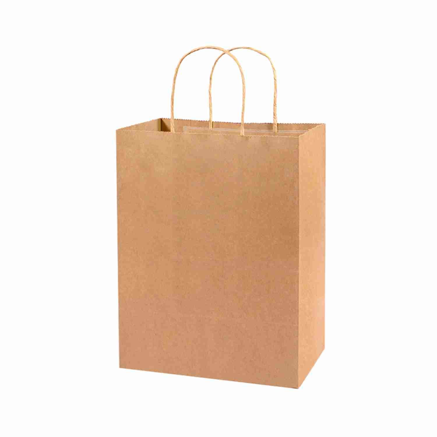 Custom Khaki Kraft Paper Shopping Bags 90gsm-150gsm