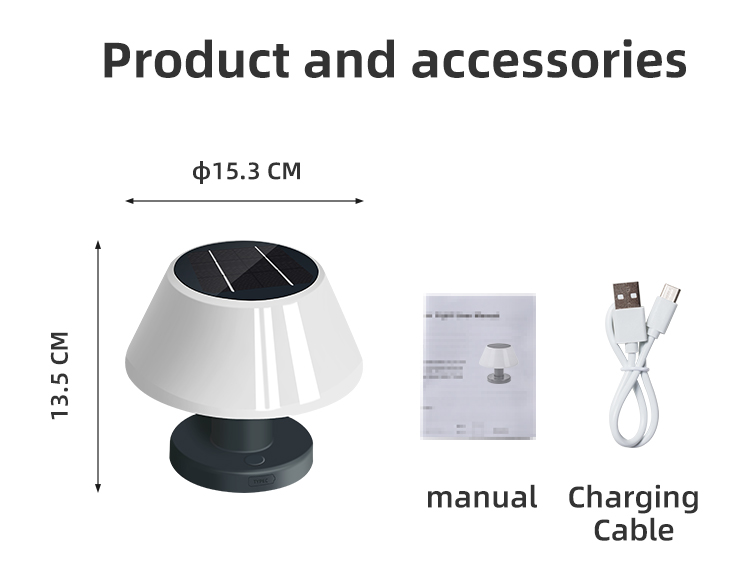 Rechargeable Powered Solar Table Lamp Light Outdoor Patio 4100K IP55