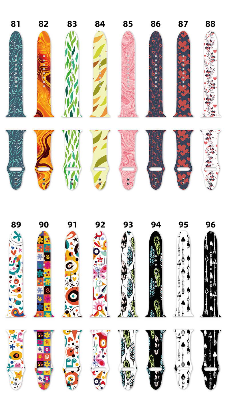 Silicone Material Smart Watch Band For Iwatch 42Mm 44 Mm Pattern Printed