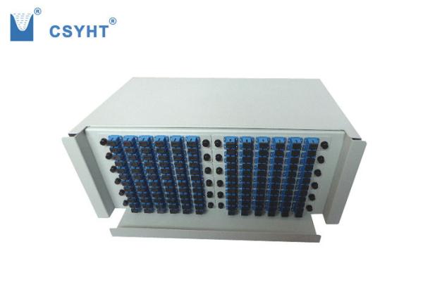 144 Port Metal Fiber Optic Patch Panel 19 Inch Slidable Type White / Black Color