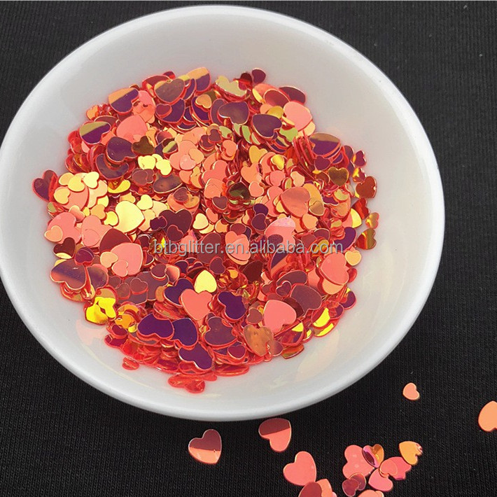 PVC Custom Heart Shape Nail Glitter Sequins Transparent Glitter for Other Holiday Supplies