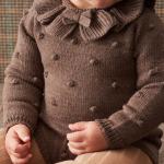 Antumn Winter Ruffle neck Long Sleeve Newborn Girls Organic Cotton Kids Infant