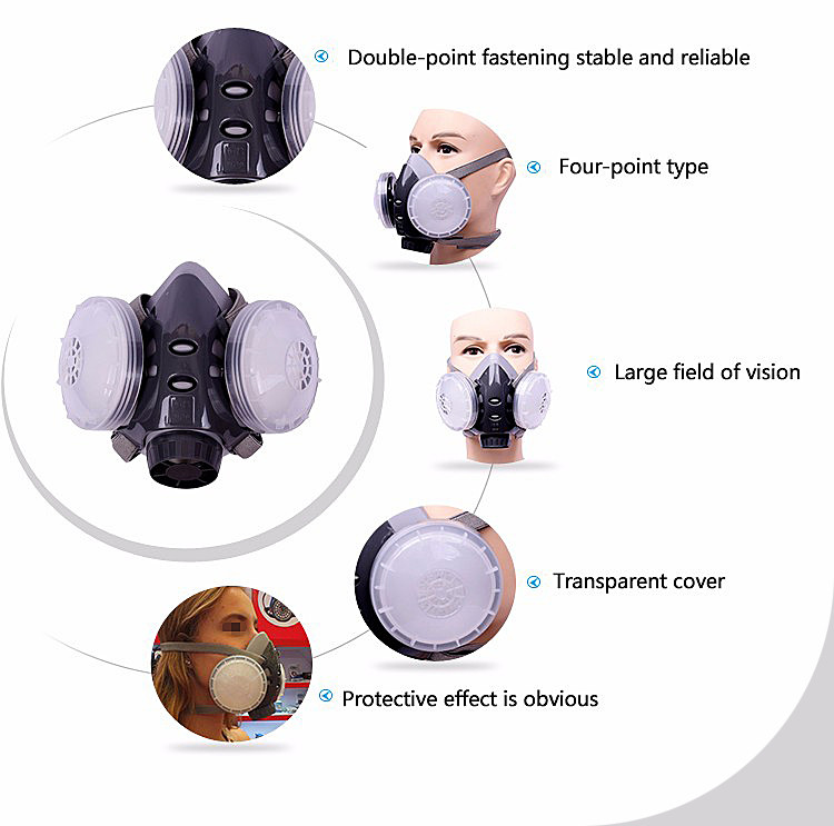Rubber Gas Respirator Mask , N95 Gas Face Mask Small Breathing Resistance