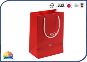 China Luxury Print 250gsm Art Paper Shopping Bags Silver Stamping With Nylon Rope Handles on sale