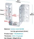 2x6 Joist Hangers for Wood, 18 Gauge Galvanizing Face Mount Joist Hangers, Joist