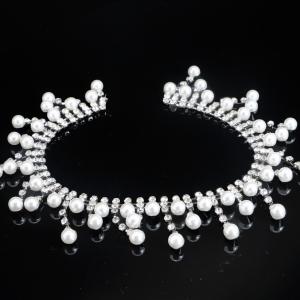 Wholesale Silver Pearl And Rhinestone Necklace Copper Material Inlaid Shiny Diamonds OEM from china suppliers