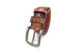 Men's Large Metal Buckle Hollow Wide Waist Belt Genuine Leather 1.5 Inches Wide