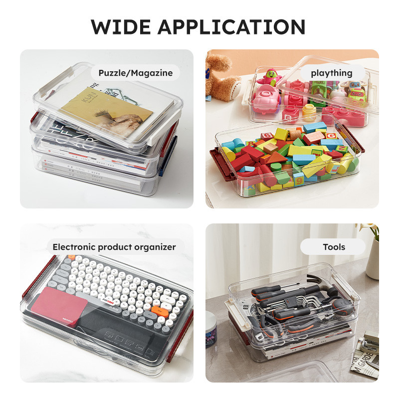 A4 File Documents Portable Project Case Clear Stackable Plastic Art Organizer Containers File Scrapbook Paper Storage Box