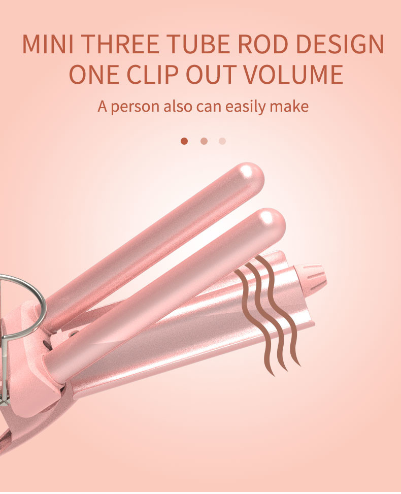 Triple Barrel Mini Travel Curling Iron With 360 Swivel Power Cord