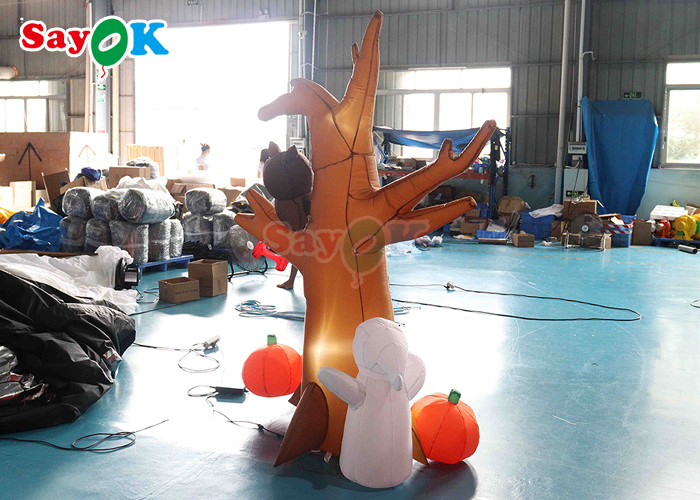 2mH Blow Up Pumpkin For Yard Outdoor Ghosts Tree Halloween Decoration