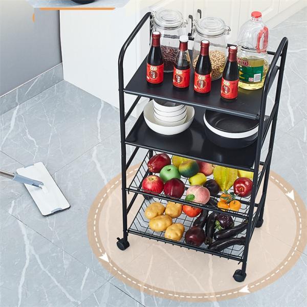 Multifunctional Kitchen Storage Rack 3 4 5 Layer Rotating Utility Trolley Cart With Wheels