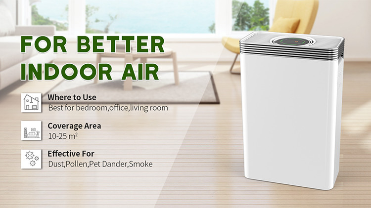 Home Bedroom PM2.5 Air Filter H13 True Hepa Air Purifier For Pet Dander