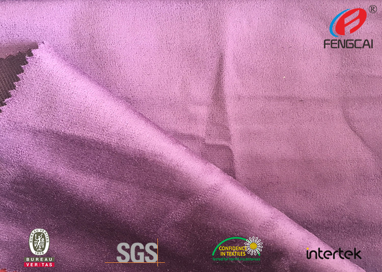 75D FDY 140gsm Heavy Faux Suede Upholstery Fabric , Purple Suede Microfiber Cloth
