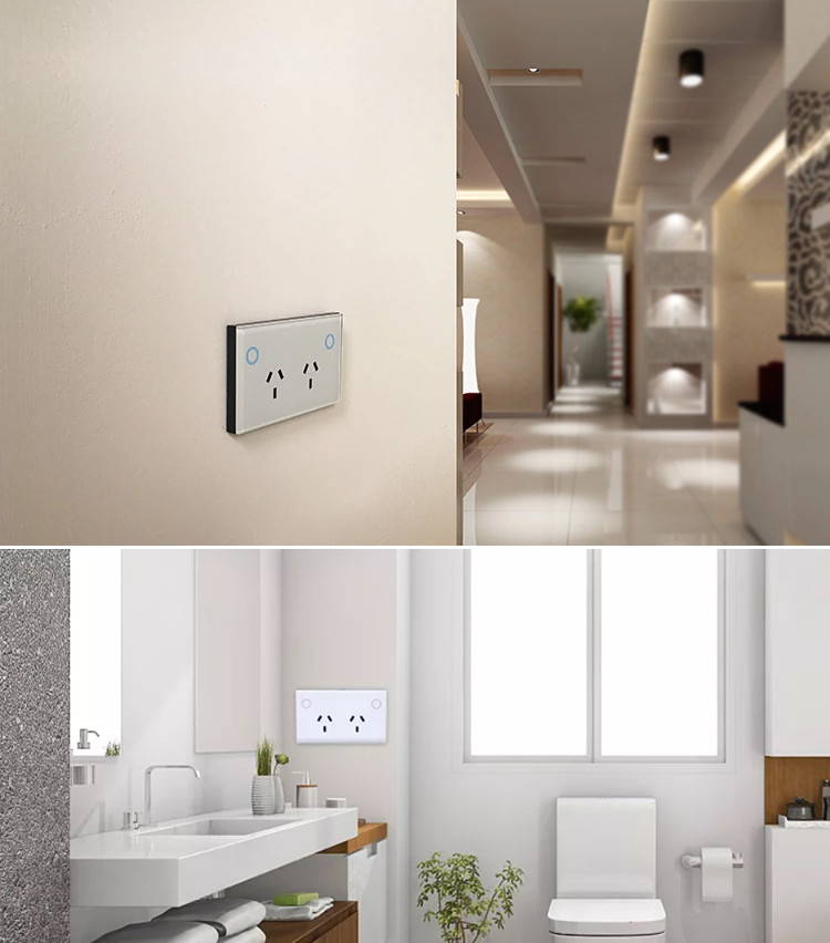 AU/US Standard Smart Wall Socket Outlet With Glass Panel Touch Power Point SAA Approval