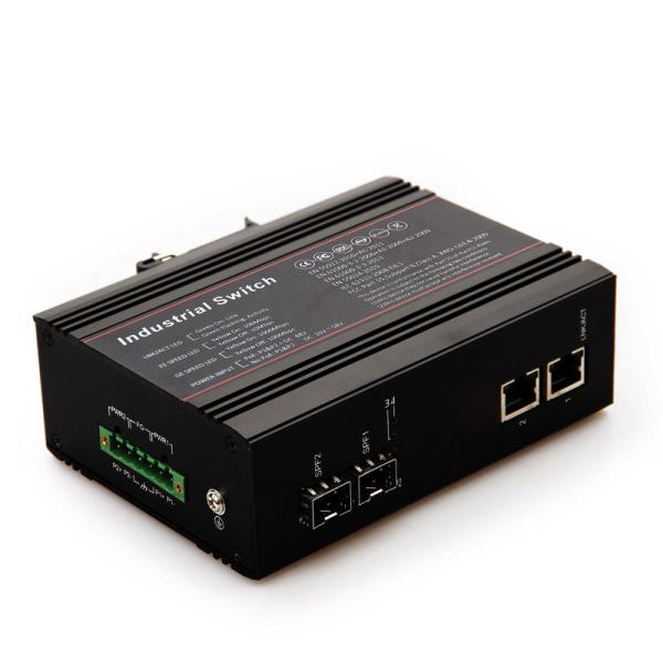 Metal POE fiber Industrial Grade Switches 2 giga fiber ports 2 10 / 100 / 1000M