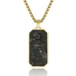 Rectangle Forged Carbon Fiber Pendant SS Plated Men's 14k Gold Cross Necklace