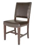 High back Beech wood brown leather/pu upholstery leisure chair/wooden dining