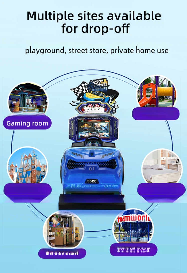 Customizable Kids Car Racing Game Simulator Machine With 26 Inch Screen