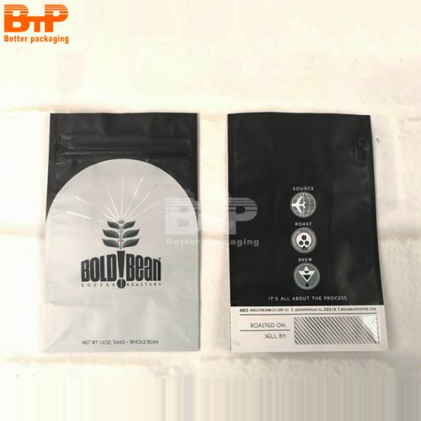 Custom Printed Coffee Plastic Bag 250g 500g 1000g Square Flat Bottom Pouch Coffee Bean Food Packaging Bags with Valve