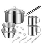 Hot Sale 304 Stainless Steel Outdoor Camping Cookware Mess Kit Portable Picnic
