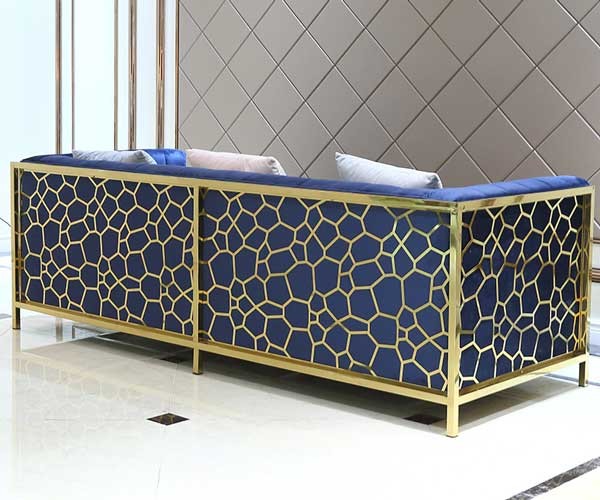 2 - 3 Seater Living Room Lounge Sofa Stainless Steel Velvet Couch European Style