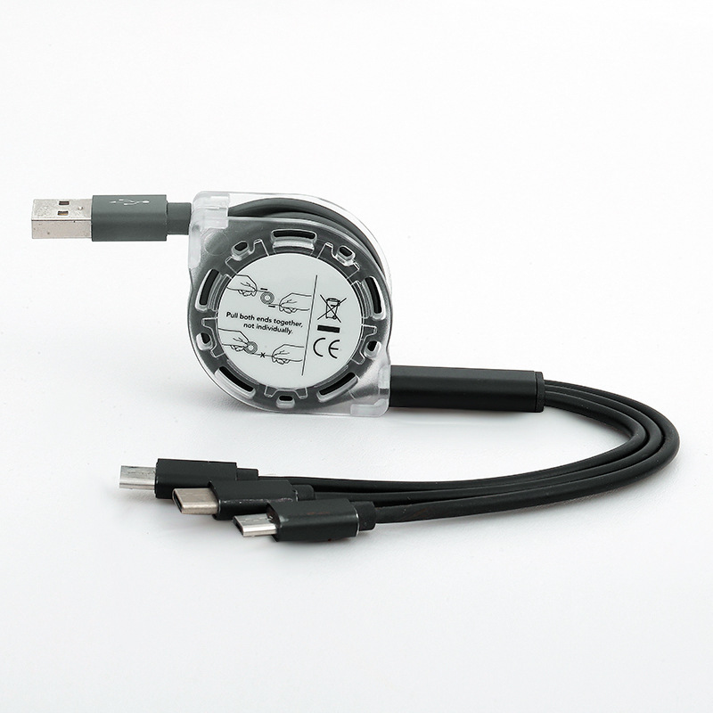 3 in 1 Retractable USB Cable For Android Moiblephone Connector For Iphone Aluminum Alloy