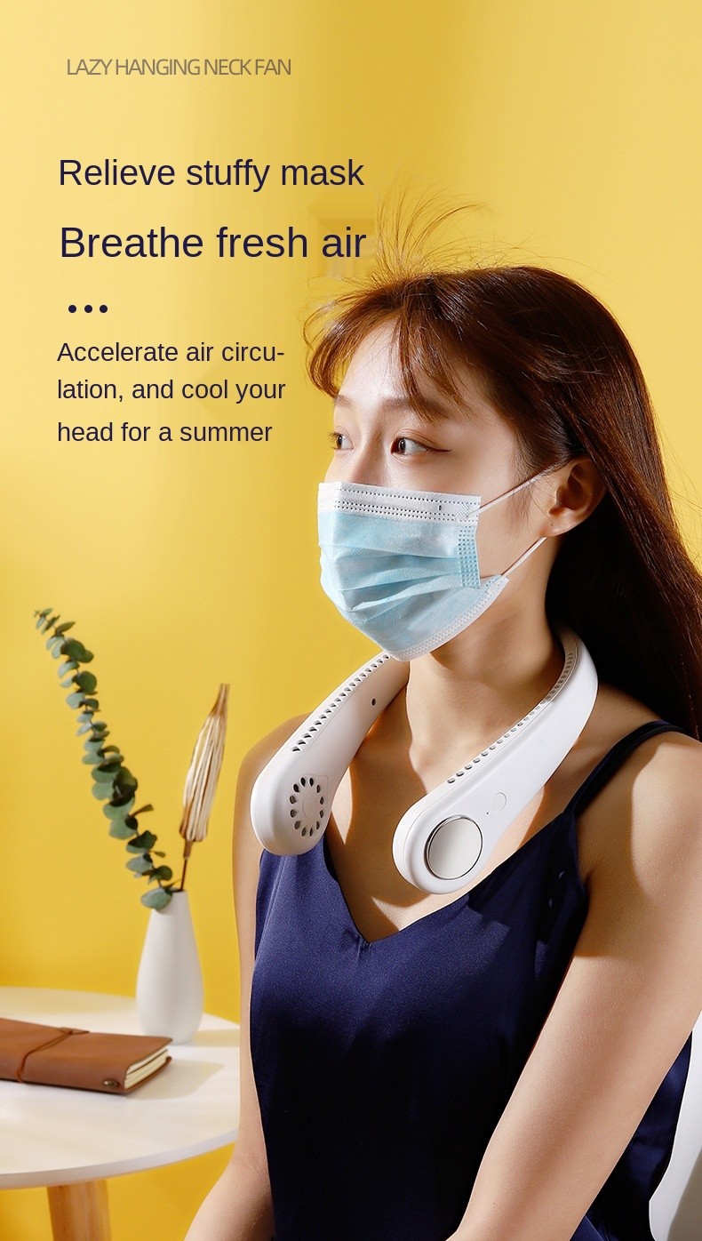 USB Rechargeable 1800mAh Lazy Man Neck Hanging Cooling Fan