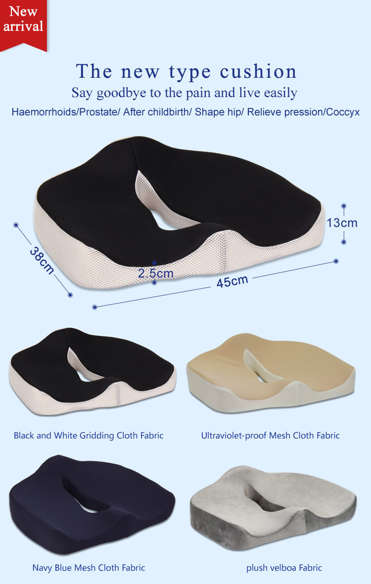 Customized Covers Memory Foam Cushion , Coccyx Memory Foam Orthopedic Car Seat Cushion