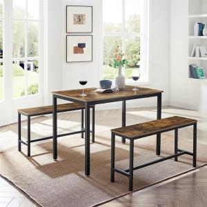 Wholesale Dining Table with 2 Benches, Industrial Dining Table Set, Dining Table, Dining Benches, Kitchen Furniture, KDT070B01 from china suppliers