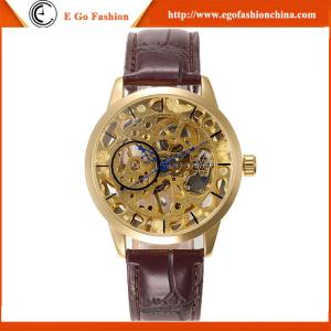 Wholesale WN03 Black Brown Genuine Leather Watch for Man Business Watch Hollow Out Mechanical Watch from china suppliers